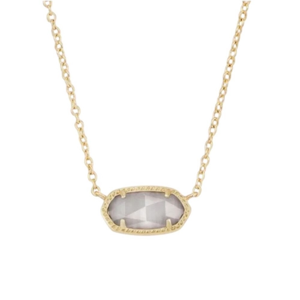 Kendra Scott Elisa Gold Pendant Necklace in Slate Cat's Eye